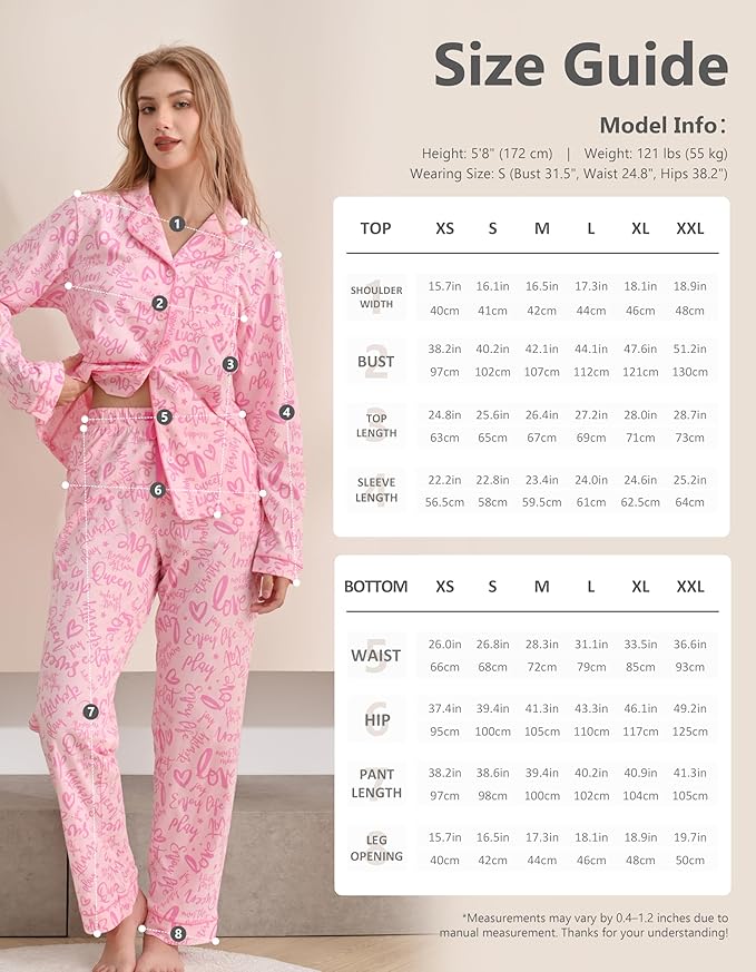 Women's 100% Cotton Pajama Set - Long Sleeve