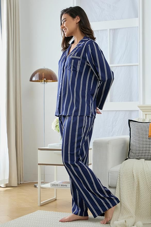 Satin Pajama Set - Long Sleeve - 2 Piece