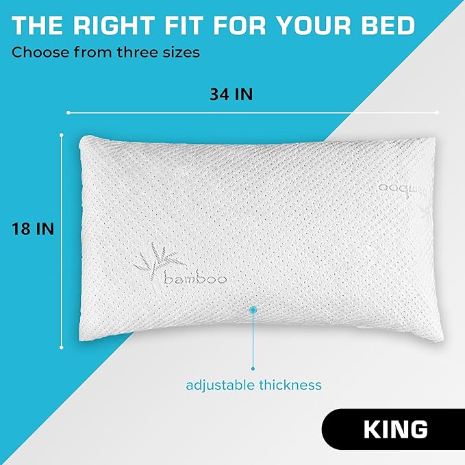 Memory Foam Cooling Bed Pillow - King - 2 Pack