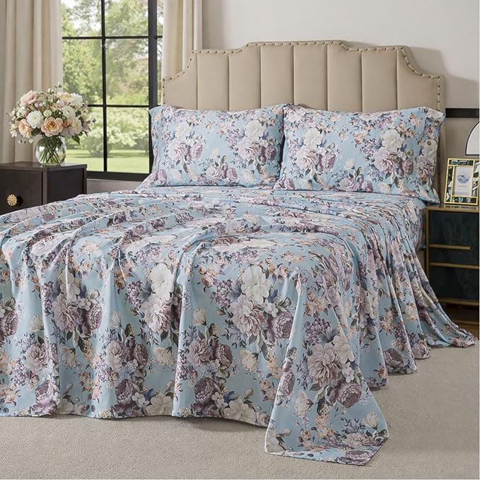 100% Cotton Bed Sheet Set - Full - 4 Piece