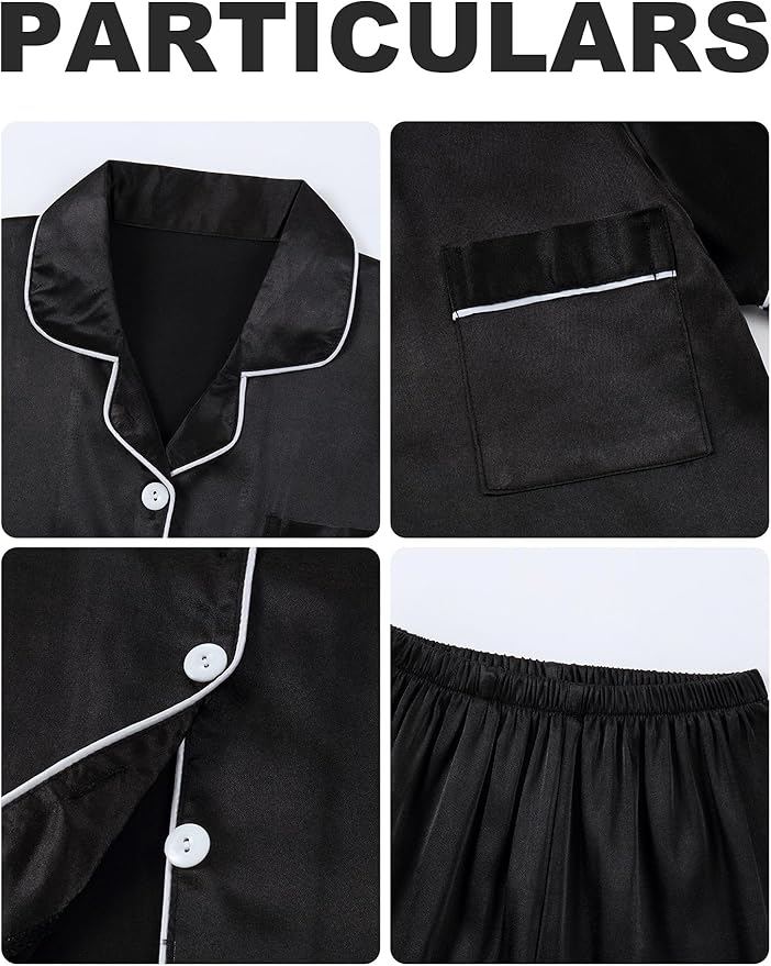 Satin Pajama Set - Short Sleeve - 2 Piece