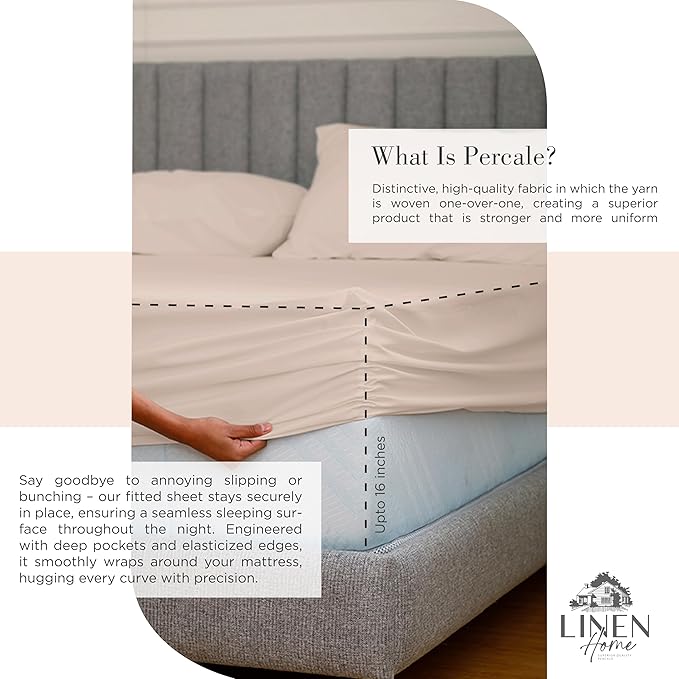 100% Cotton Bed Sheet Set - Queen - 4 Piece