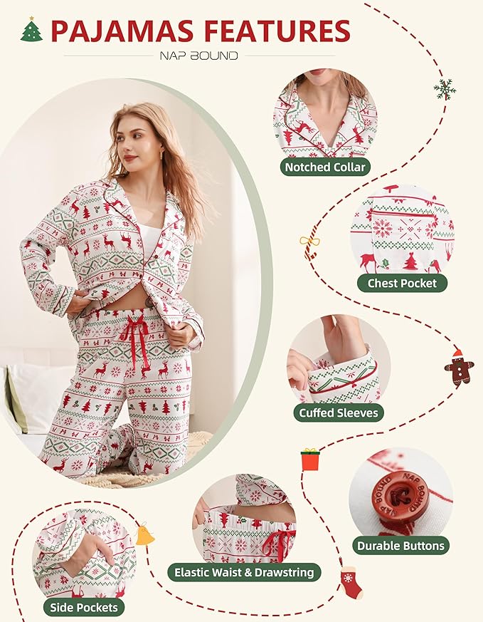 Women's 100% Cotton Pajama Set - Long Sleeve