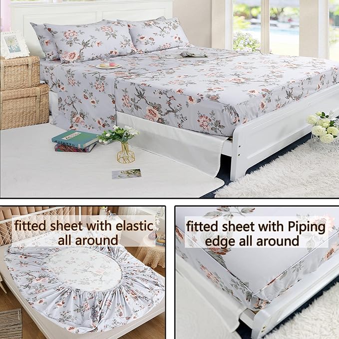 100% Cotton Bed Sheet Set - Full - 4 Piece