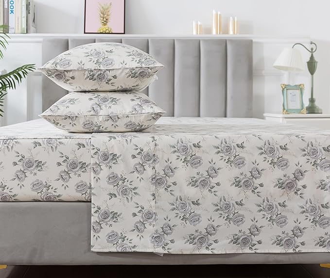100% Cotton Bed Sheet Set - California King - 4 Piece