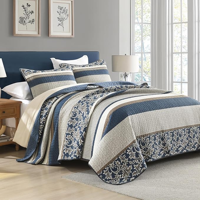 100% Cotton Quilt Set - Queen - 3 Piece