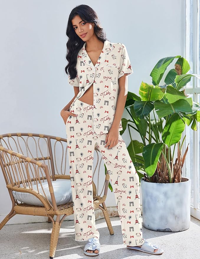 Women's Pajama Set - Short Sleeve - 2 Piece