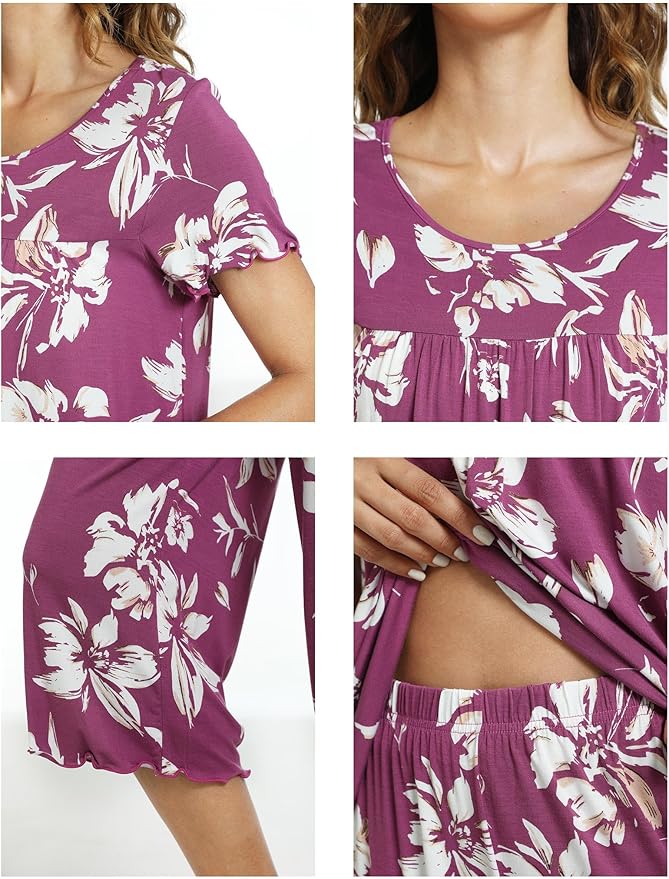 Bamboo Capri Pajama Set - Short Sleeve - 2 Piece