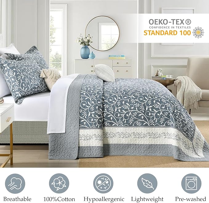 100% Cotton Bedding Set - King - 3 Piece