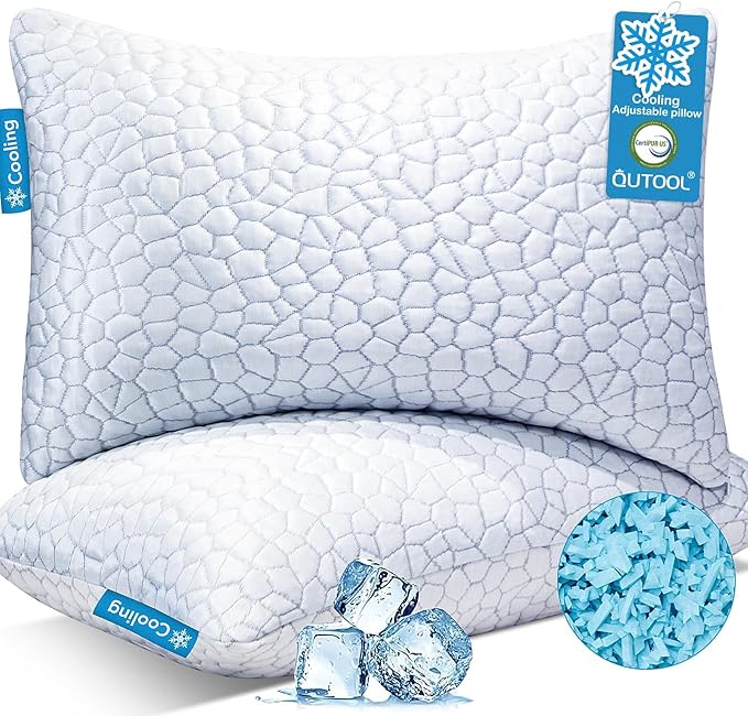 Memory Foam Cooling Bed Pillow - Queen - 2 Pack
