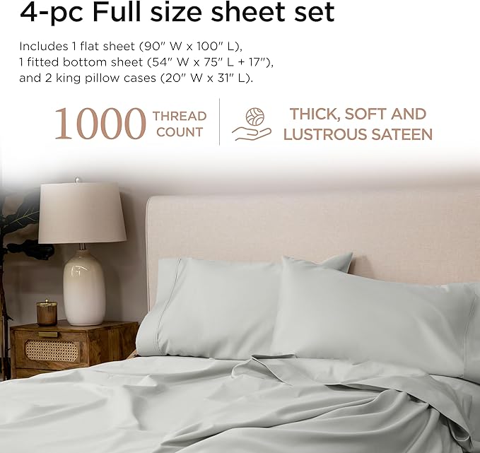 100% Cotton Bed Sheet Set - Full - 4 Piece