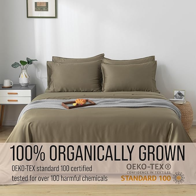 Bamboo Cooling Bed Sheet Set - California King - 18 in Deep Pocket - 6 Piece