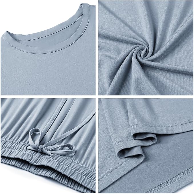 Women's Bamboo Pants Pajama Set - Short Sleeve - 2 Piece