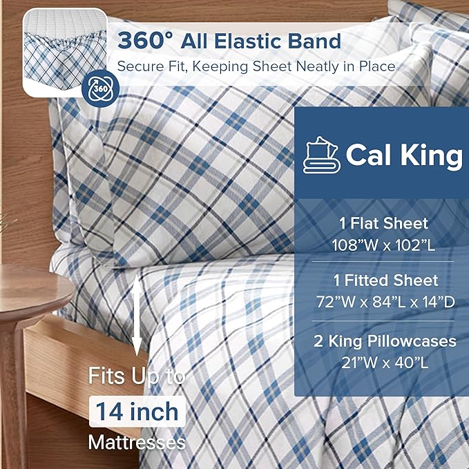 Flannel Bed Sheet Set - King - 4 Piece