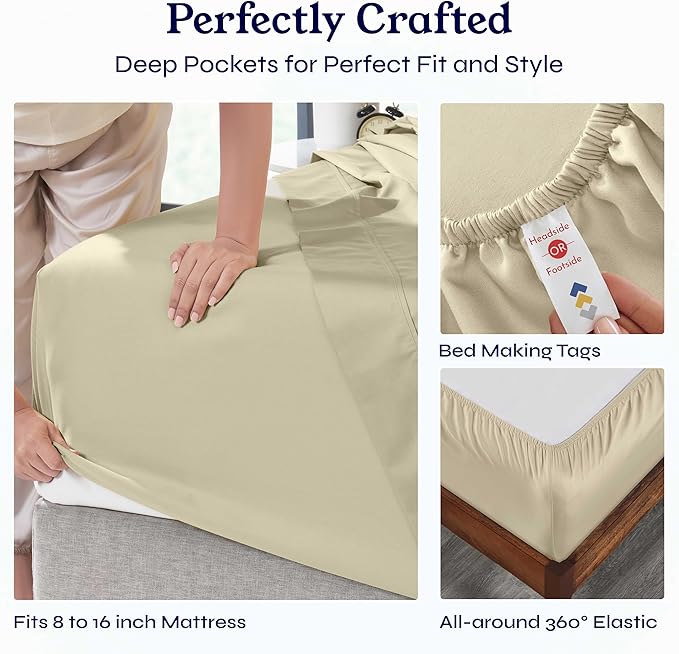 100% Cotton Bed Sheet Set - California King - 4 Piece