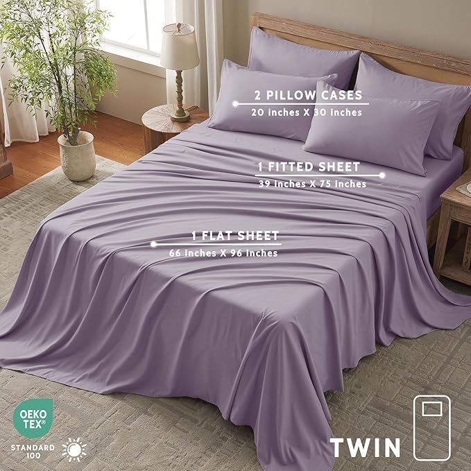 Microfiber Cooling Bed Sheet Set - Twin - 4 Piece