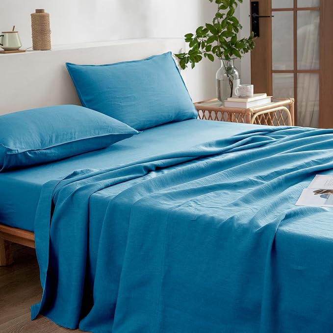 Linen Bed Sheet Set - California King - 4 Piece