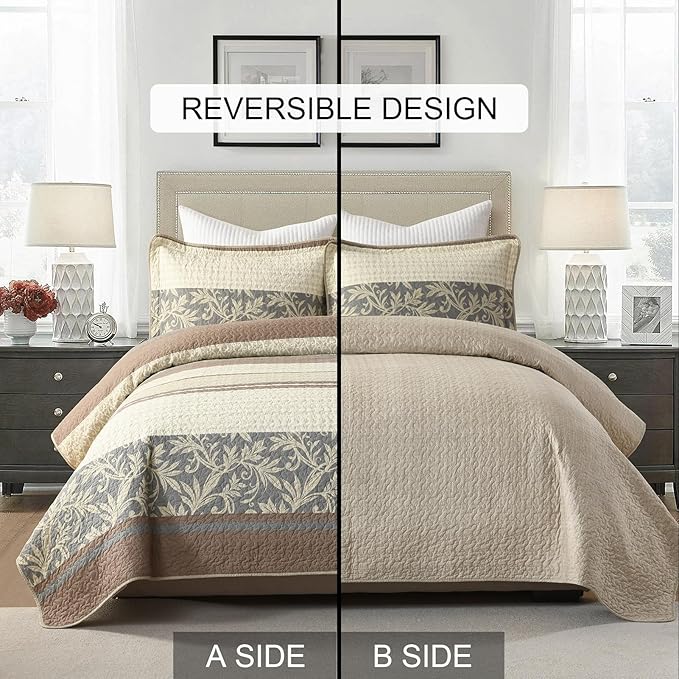 100% Cotton Quilt Set - Queen - 3 Piece