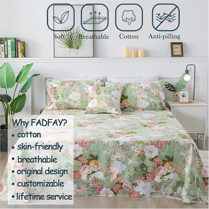 100% Cotton Bed Sheet Set - Twin - 4 Piece