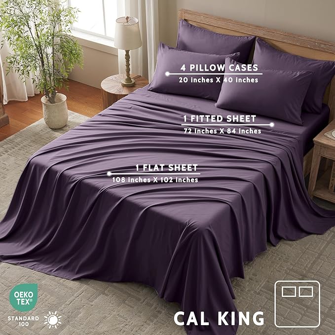 Cooling Bed Sheet Set - King - 16 in Deep Pocket - 6 Piece