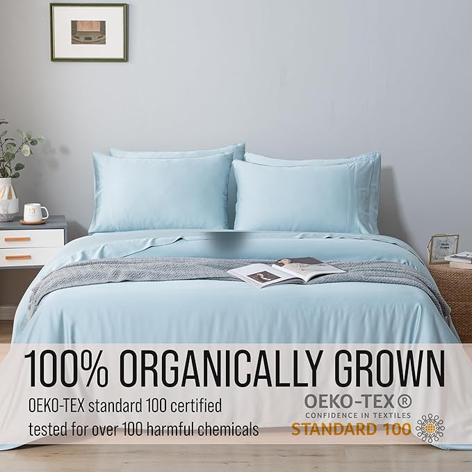 Bamboo Cooling Bed Sheet Set - California King - 18 in Deep Pocket - 6 Piece