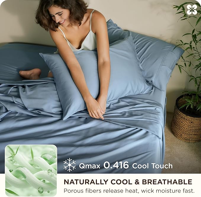 Bamboo Cooling Bed Sheet Set - King - 18 in Deep Pocket - 4 Piece