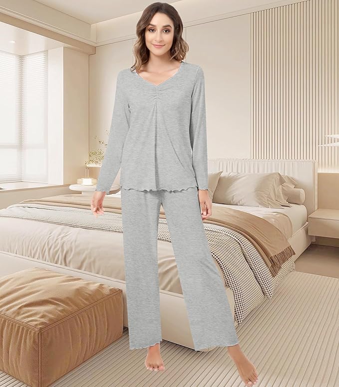 Women's Bamboo Pants Pajama Set - Long Sleeve - 2 Piece