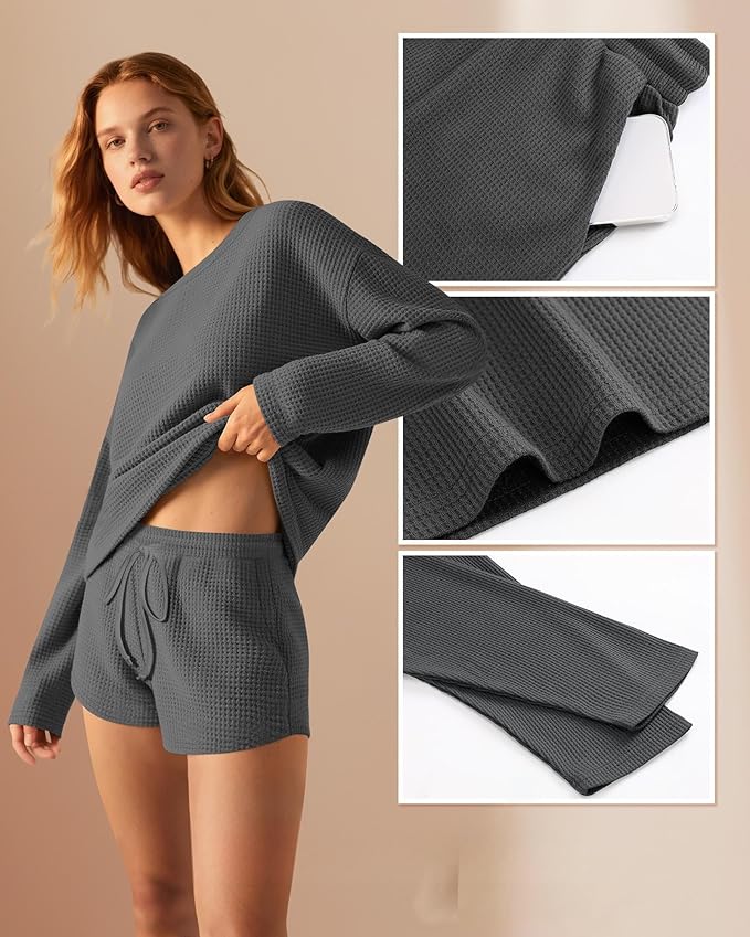 Women's Shorts Pajama Set - Long Sleeve - 2 Pack - 2 Piece
