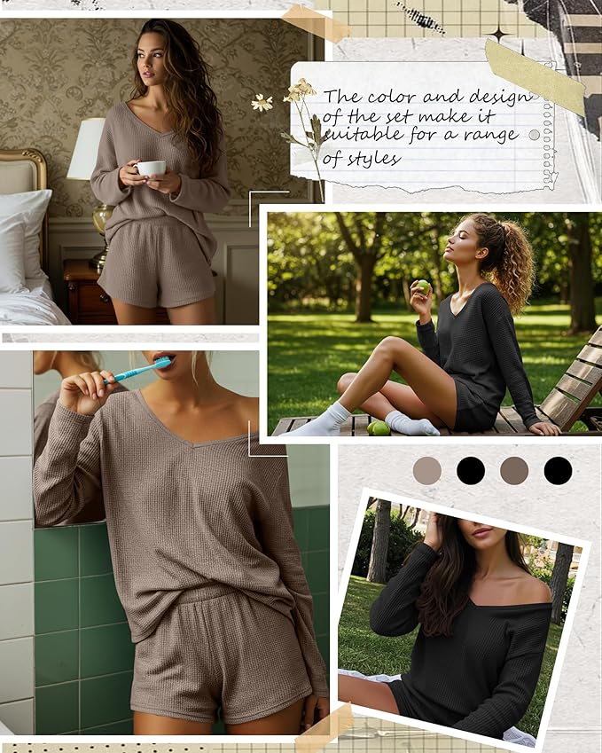 Women's Shorts Pajama Set - Long Sleeve - 2 Pack - 2 Piece