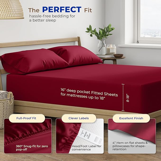 Cooling Bed Sheet Set - King - 16 in Deep Pocket - 4 Piece