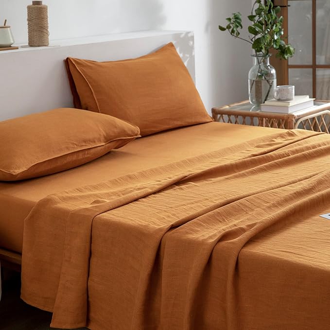 Linen Bed Sheet Set - King - 4 Piece