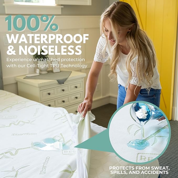 Bamboo Cooling Mattress Protector - King