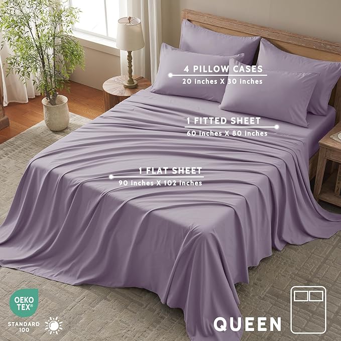 Cooling Bed Sheet Set - Queen - 16 in Deep Pocket - 6 Piece