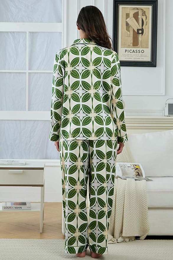 Satin Pajama Set - Long Sleeve - 2 Piece
