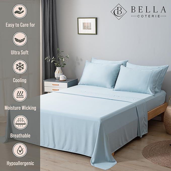 Bamboo Cooling Bed Sheet Set - Split King - 7 Piece