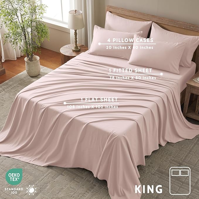 Cooling Bed Sheet Set - King - 16 in Deep Pocket - 6 Piece