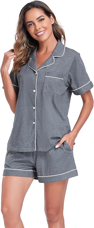 100% Cotton Pajama Set - Short Sleeve - 2 Piece