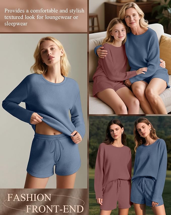 Women's Shorts Pajama Set - Long Sleeve - 2 Pack - 2 Piece