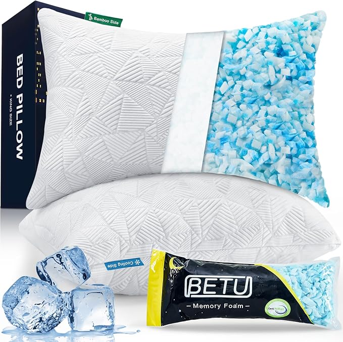 Memory Foam Cooling Bed Pillow - Standard - 2 Piece