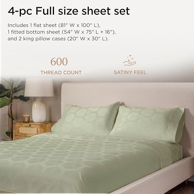 100% Cotton Cooling Bed Sheet Set - Full - 4 Piece