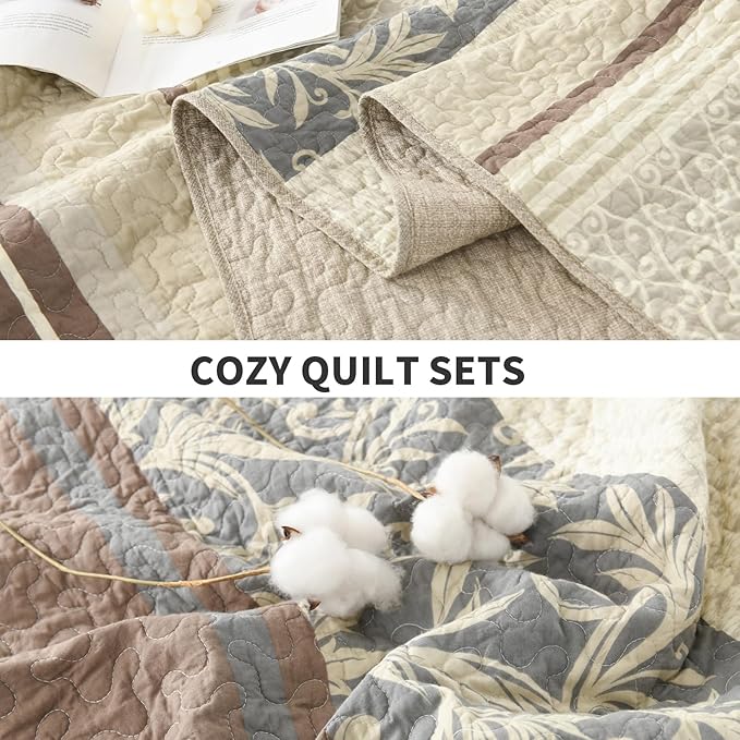 100% Cotton Quilt Set - Queen - 3 Piece