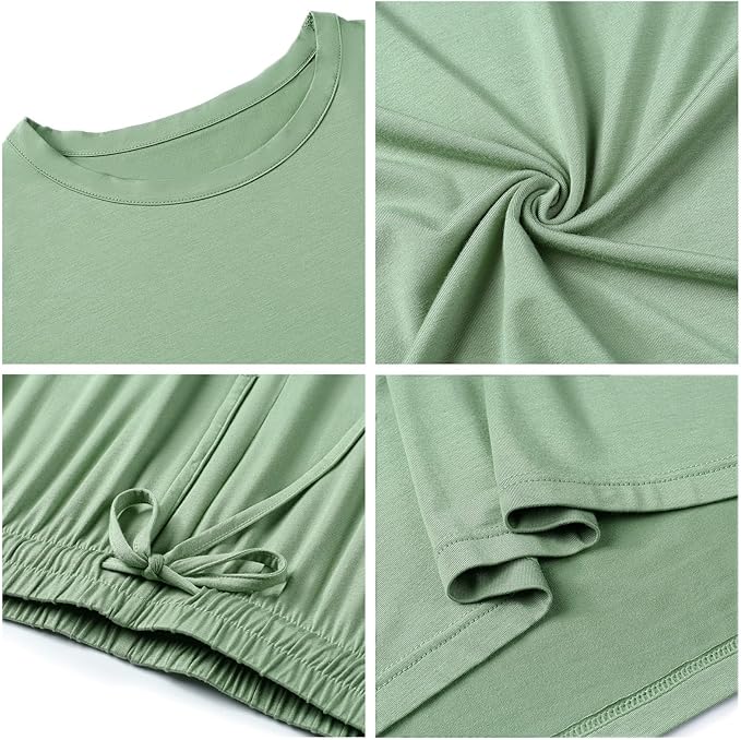 Women's Bamboo Pants Pajama Set - Short Sleeve - 2 Piece