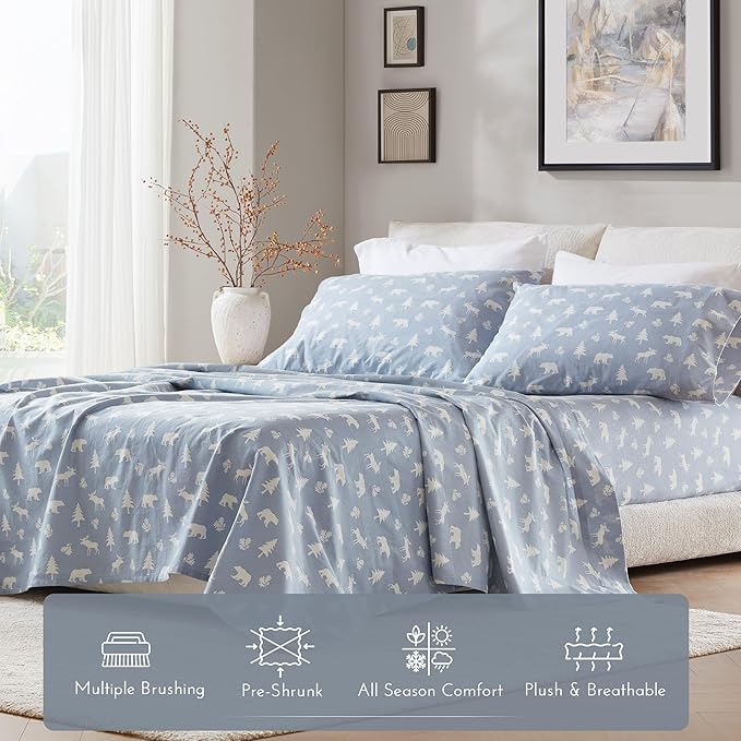 Flannel Bed Sheet Set - Full - 4 Piece