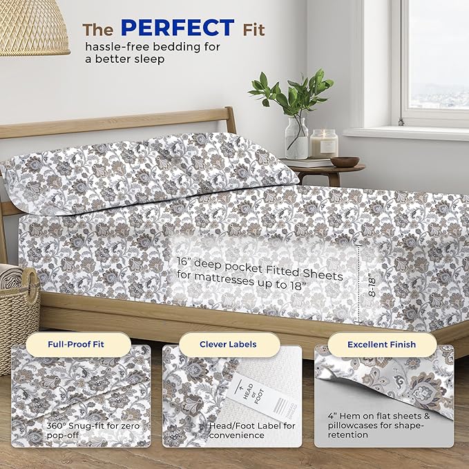 Cooling Bed Sheet Set - California King - 16 in Deep Pocket - 4 Piece