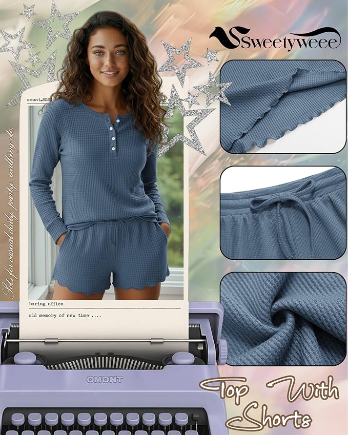 Women's Shorts Pajama Set - Long Sleeve - 2 Pack - 2 Piece