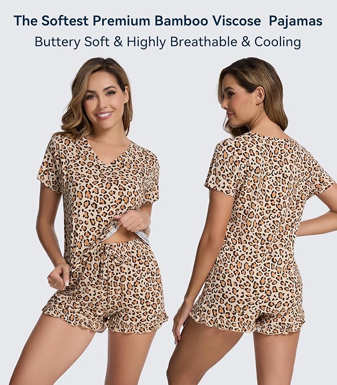 Bamboo Cooling Shorts Pajama Set - Short Sleeve - 2 Piece