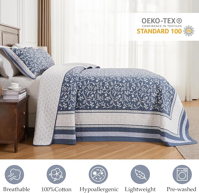 100% Cotton Bedding Set - Queen - 3 Piece