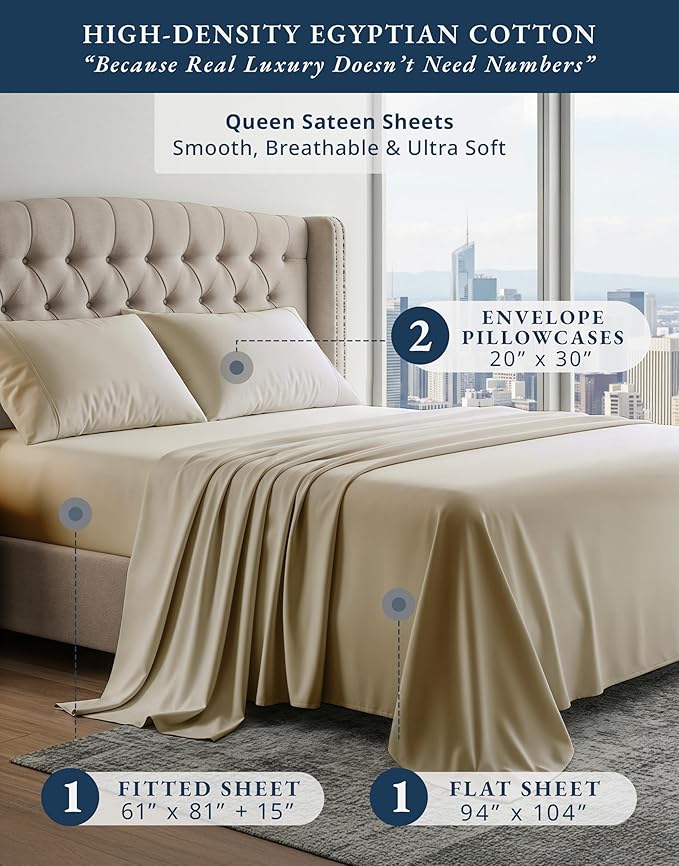 Linen Bed Sheet Set - Queen - 15 in Deep Pocket