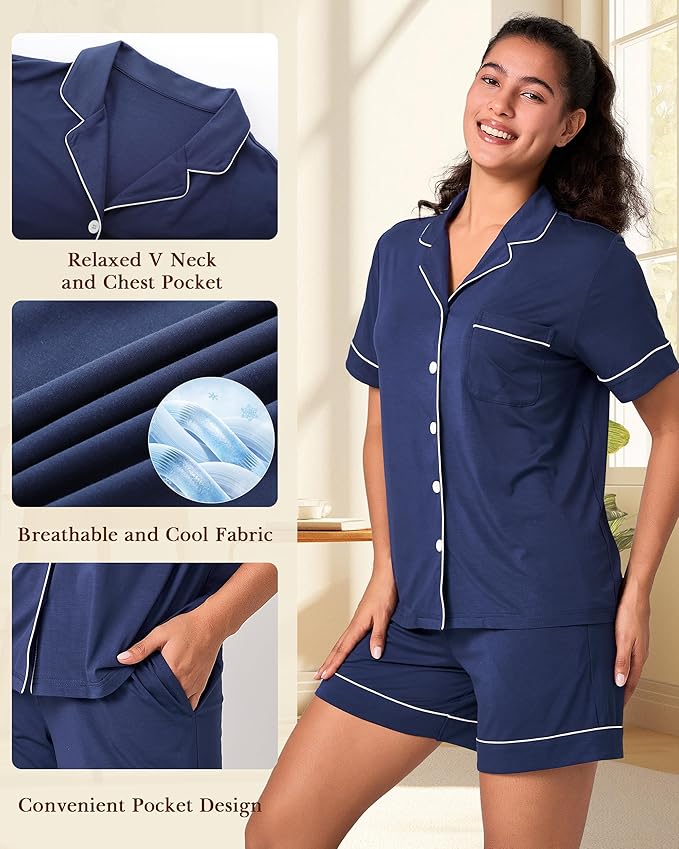 Women's Bamboo Shorts Pajama Set - 2 Piece