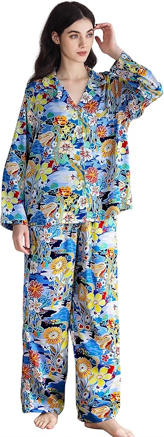 Satin Pajama Set - Long Sleeve - 2 Piece